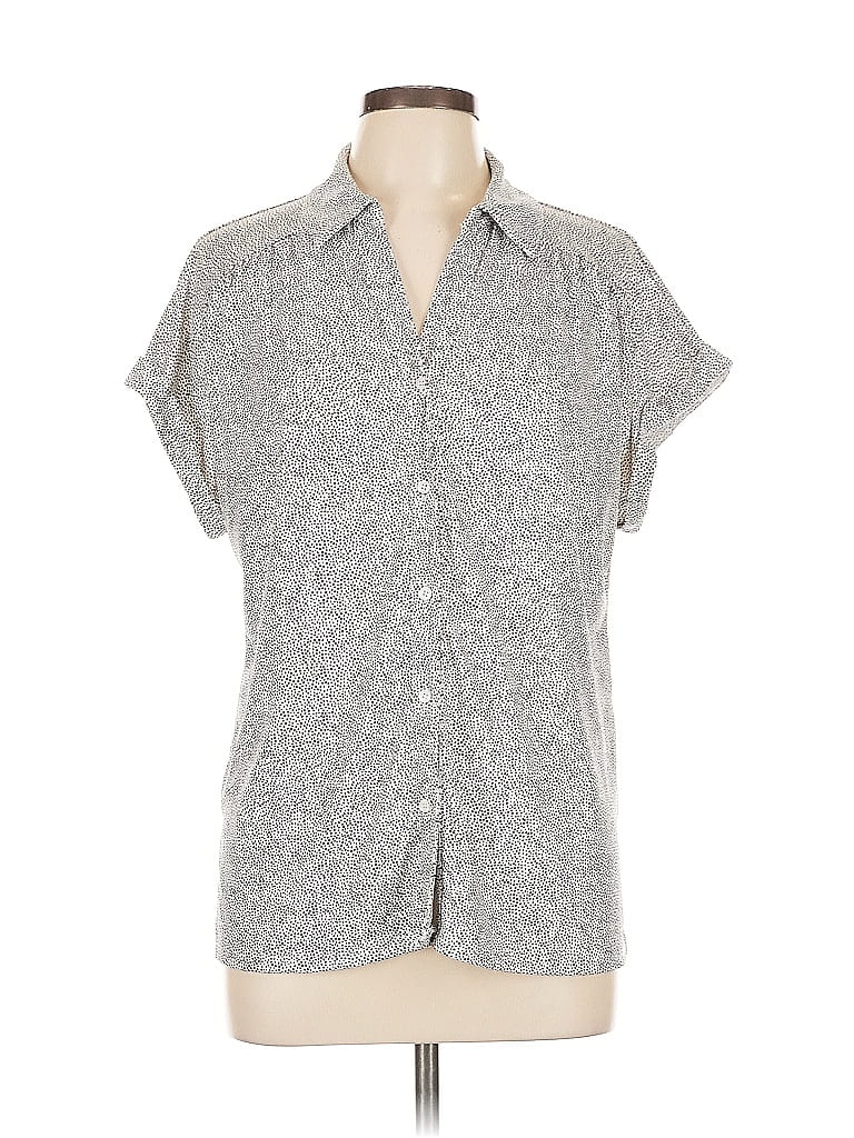 Pre-owned Adrianna Papell Short Sleeve Blouse In Gray