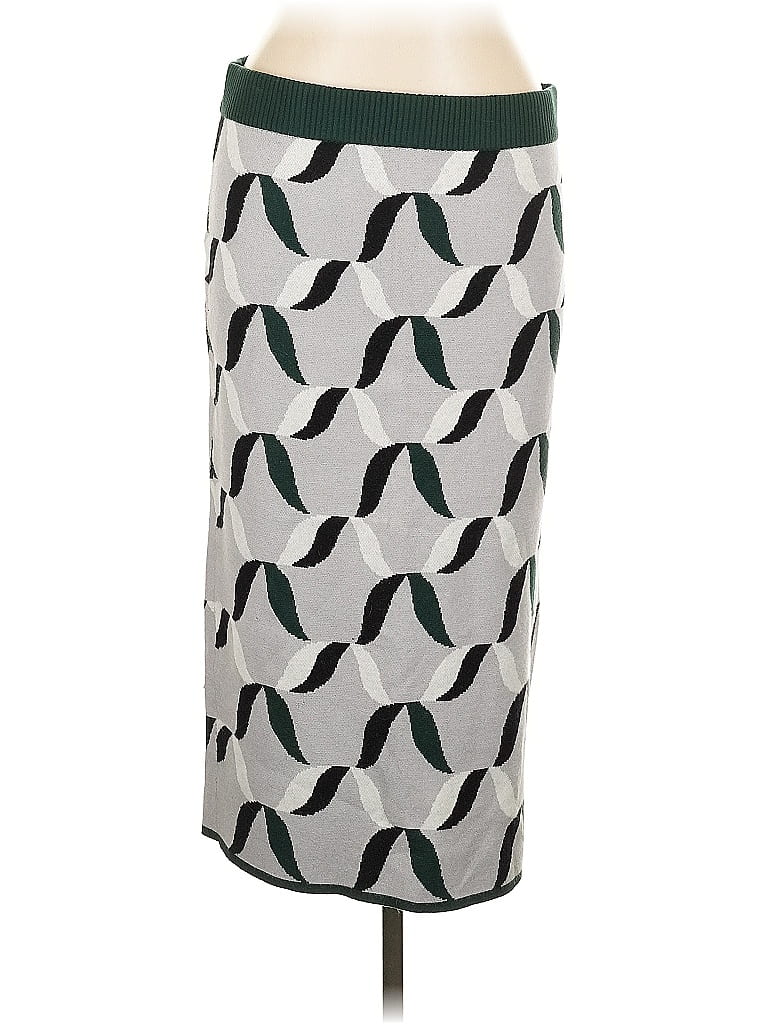 Eva Mendes by New York & Company Graphic Gray Casual Skirt Size L - photo 1