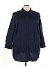 Roaman's Blue 3/4 Sleeve Button-Down Shirt Size 30 - photo 1