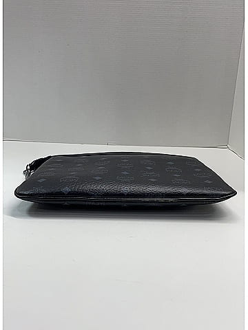 MCM 100% Coated Canvas Hearts Black Visetos Liz Shopper Tote Pouch One size