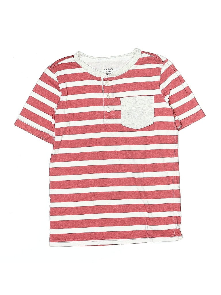 Pre-owned Carter's Kids' Short Sleeve Henley Shirt In Red