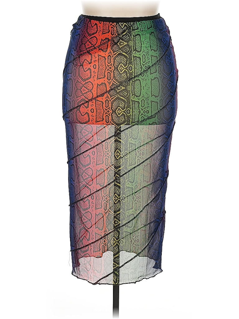 Pre-owned Shein Curve Casual Skirt In Blue