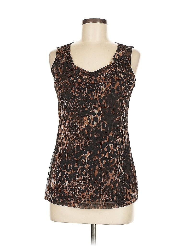 LUCY & LAUREL Pre-owned Sleeveless Top Brown Scoop Neck Tops