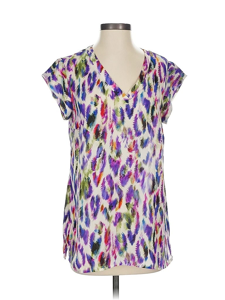 Pre-owned Cabi Short Sleeve Blouse In Purple