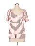 Three Dots Stripes Pink Short Sleeve T-Shirt Size L - photo 1