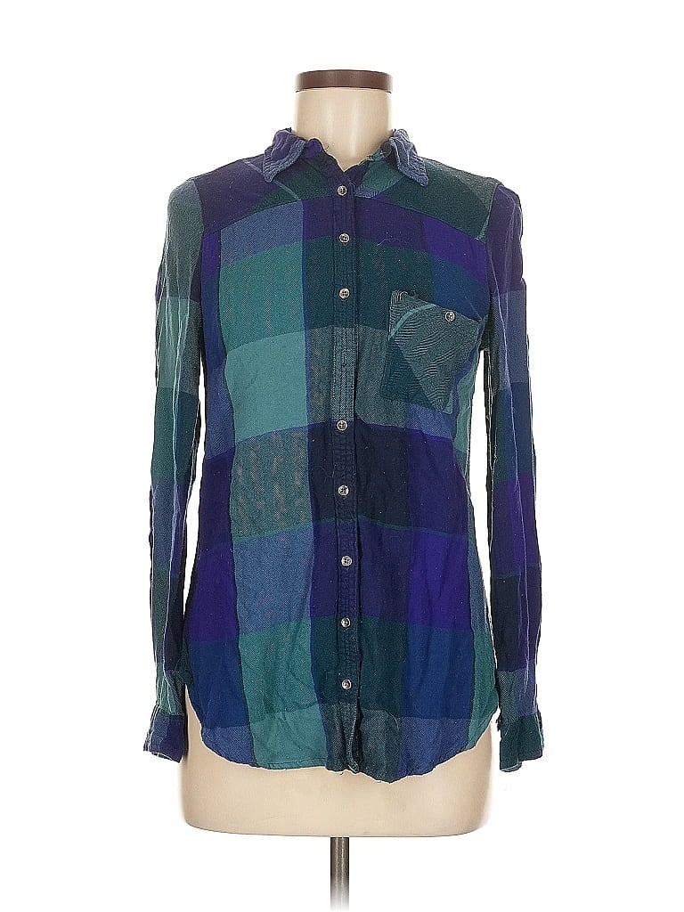 Pre-owned Maurices Long Sleeve Button Down Shirt In Blue