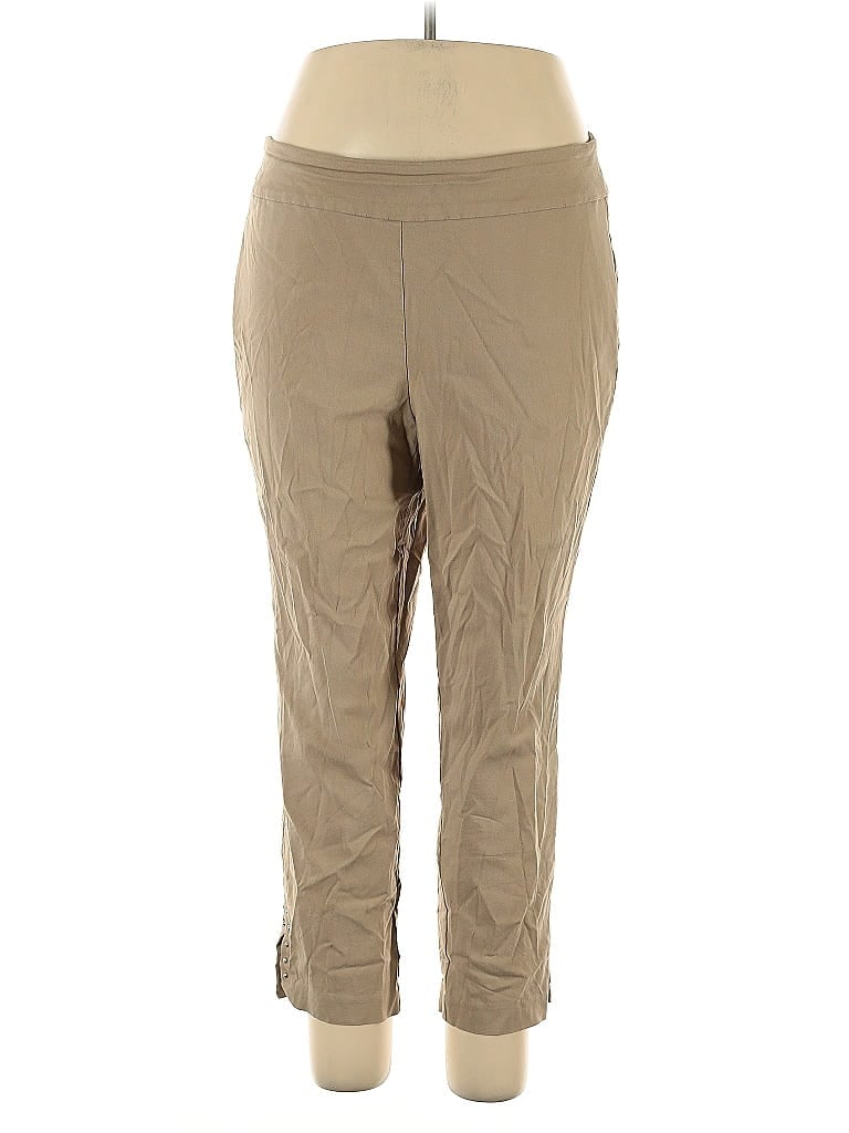Roz & Ali Solid Tan Active Pants Size 16W - photo 1