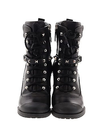 Valentino Garavani Rockstud Strap Heeled Combat Boots (view 2)