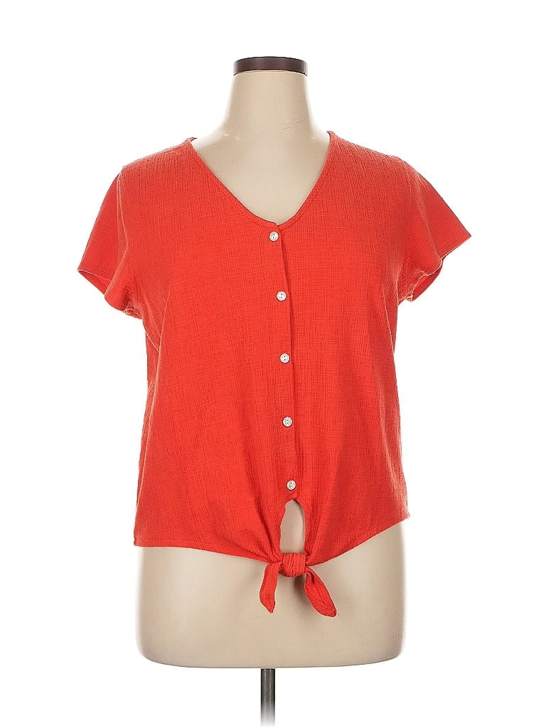 Click to view more detailed imagery on our partner's website Pre-owned J.crew Factory Store Short Sleeve Top Orange Keyhole Neckline Tops