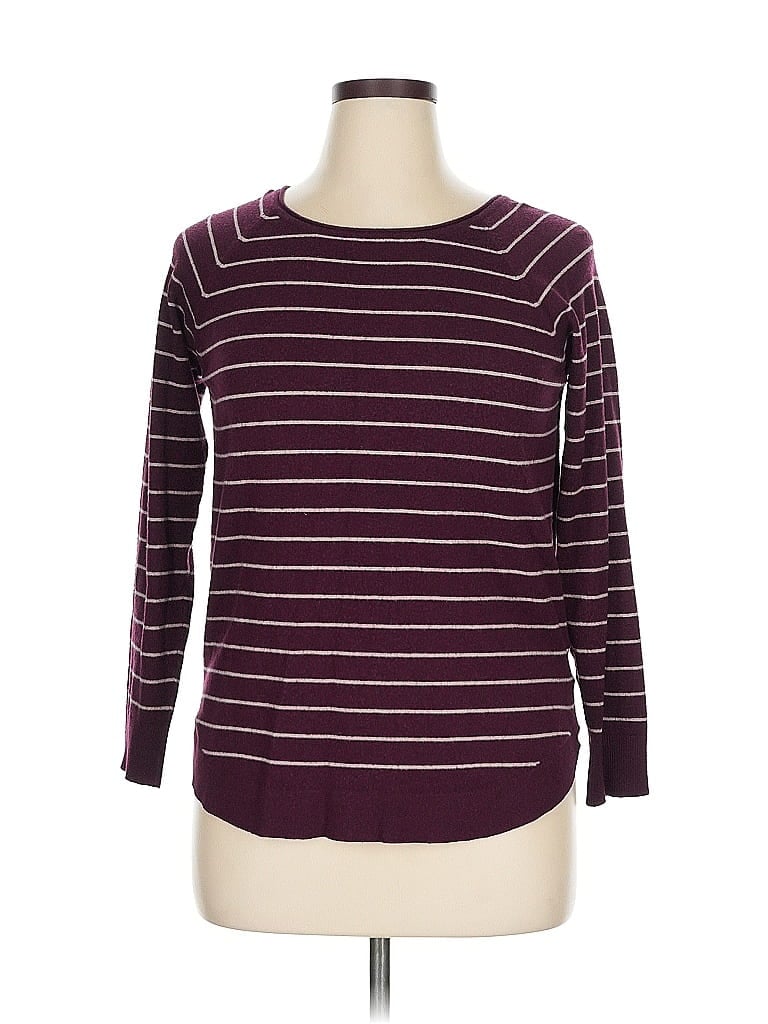 Pink Clover Stripes Burgundy Pullover Sweater Size XL - photo 1