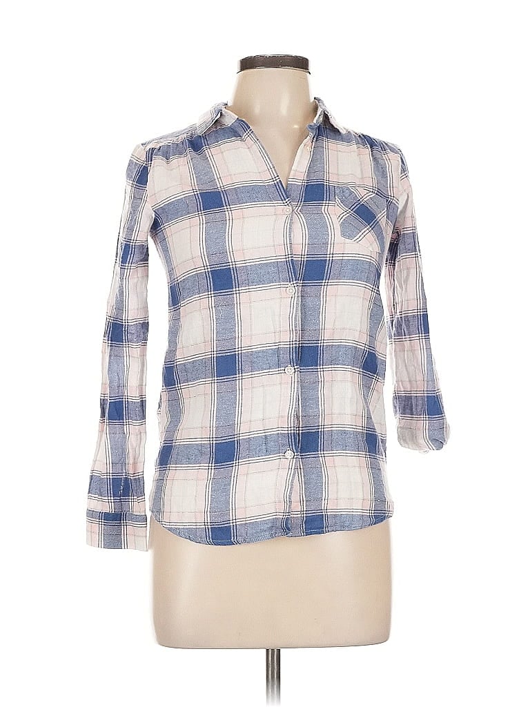 H&M Pre-owned 3/4 Sleeve Button Down Shirt In Purple