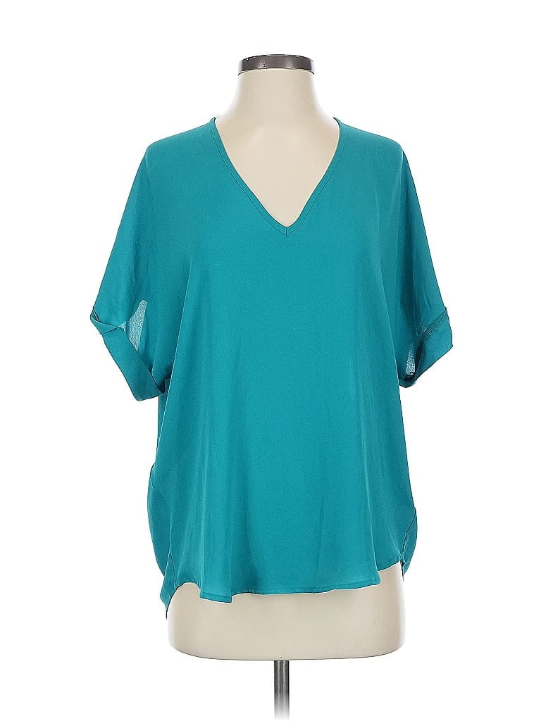 Pre-owned Lush Short Sleeve Blouse In Blue