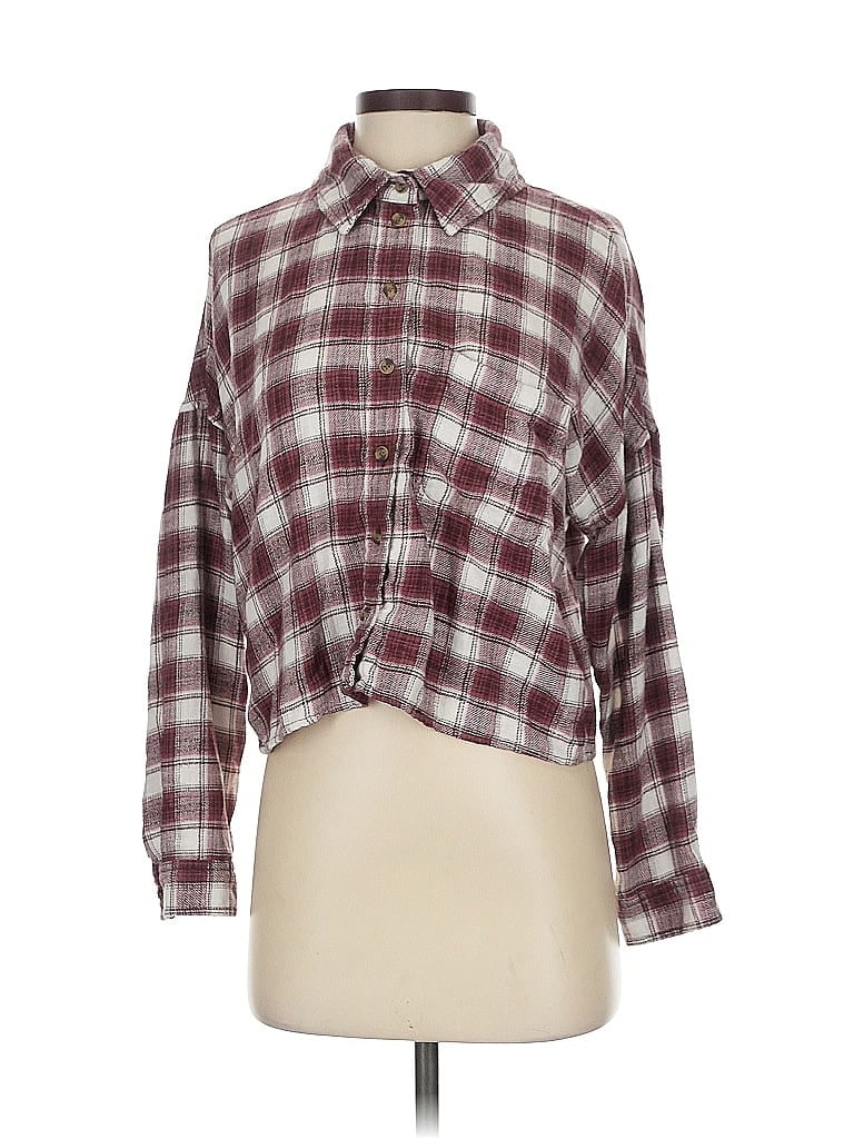 Pre-owned American Eagle Outfitters Long Sleeve Button Down Shirt In Burgundy