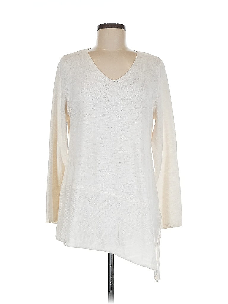 LOGO by Lori Goldstein 100% Cotton Ivory Pullover Sweater Size M - photo 1