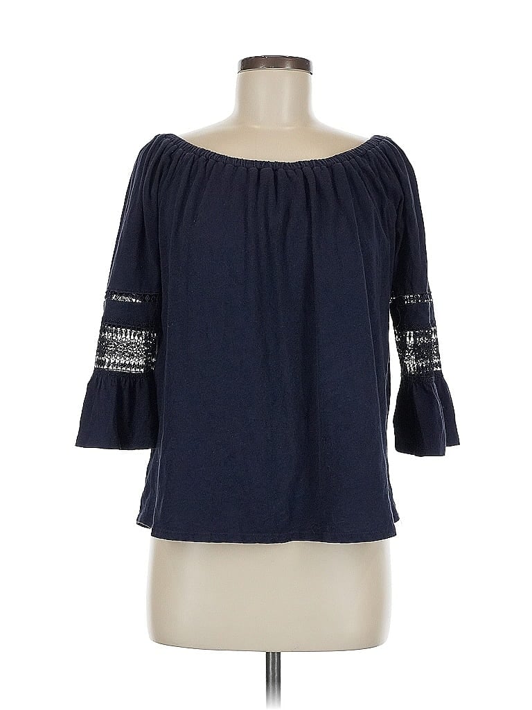 Pre-owned Ann Taylor Loft 3/4 Sleeve Blouse In Blue