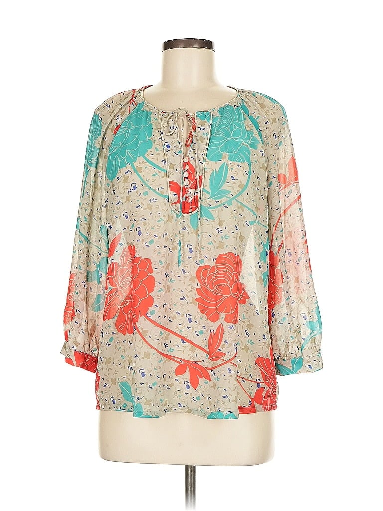 Pre-owned Mng 3/4 Sleeve Blouse In Blue