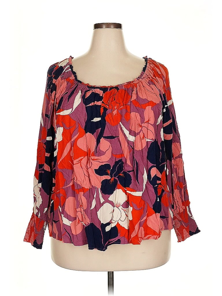 Terra & Sky 100% Rayon Orange 3/4 Sleeve Blouse Size 3X - photo 1