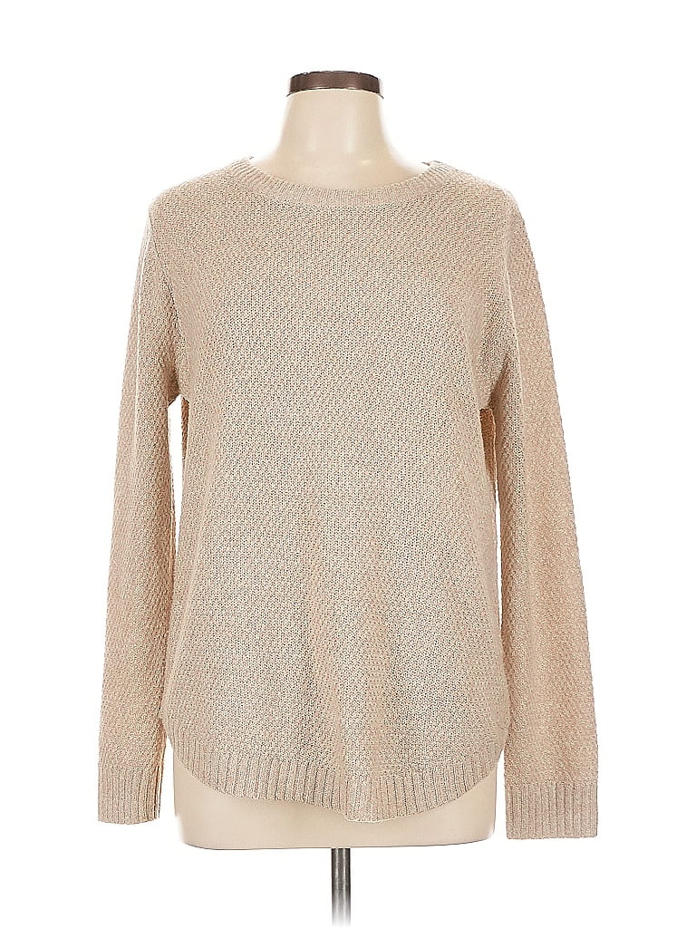 Pink Clover 100% Polyester Metallic Tan Pullover Sweater Size L - photo 1