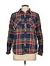 Natural Reflections 100% Cotton Plaid Burgundy Long Sleeve Button-Down Shirt Size L - photo 1