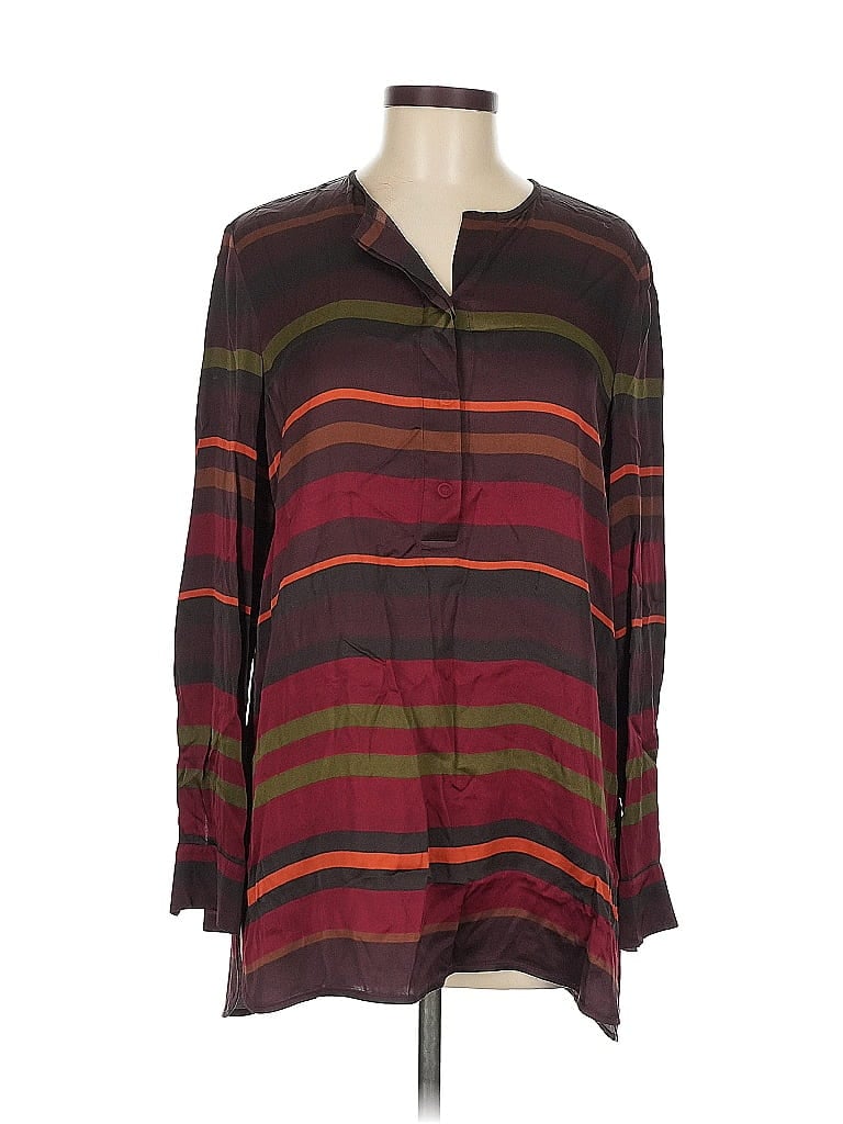 Pre-owned Lafayette 148 Long Sleeve Blouse In Burgundy