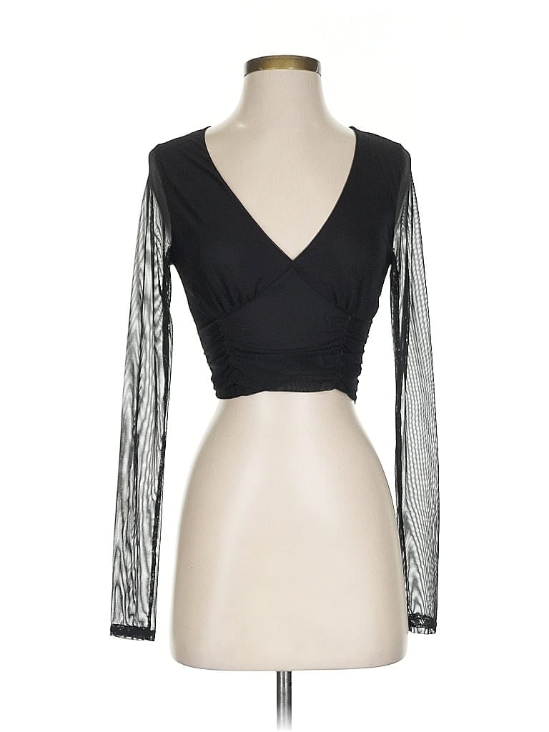 Blue Blush Black Long Sleeve Top Size S - photo 1