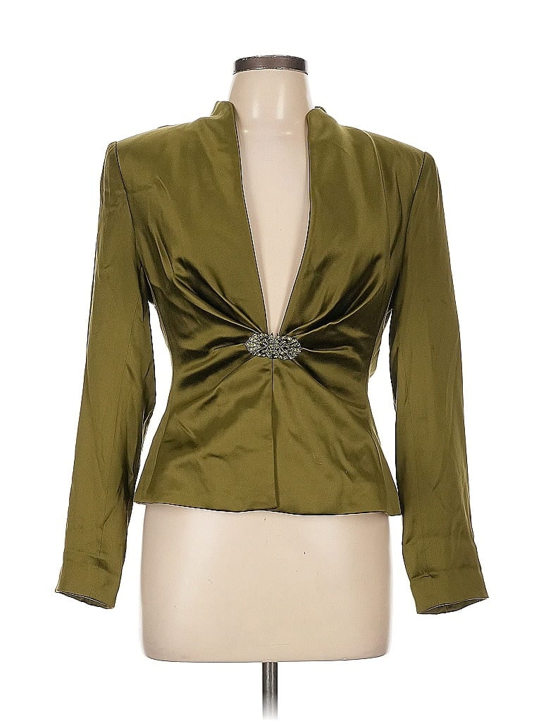 Kay Unger 100% Silk Green Silk Blazer Size 12 - photo 1
