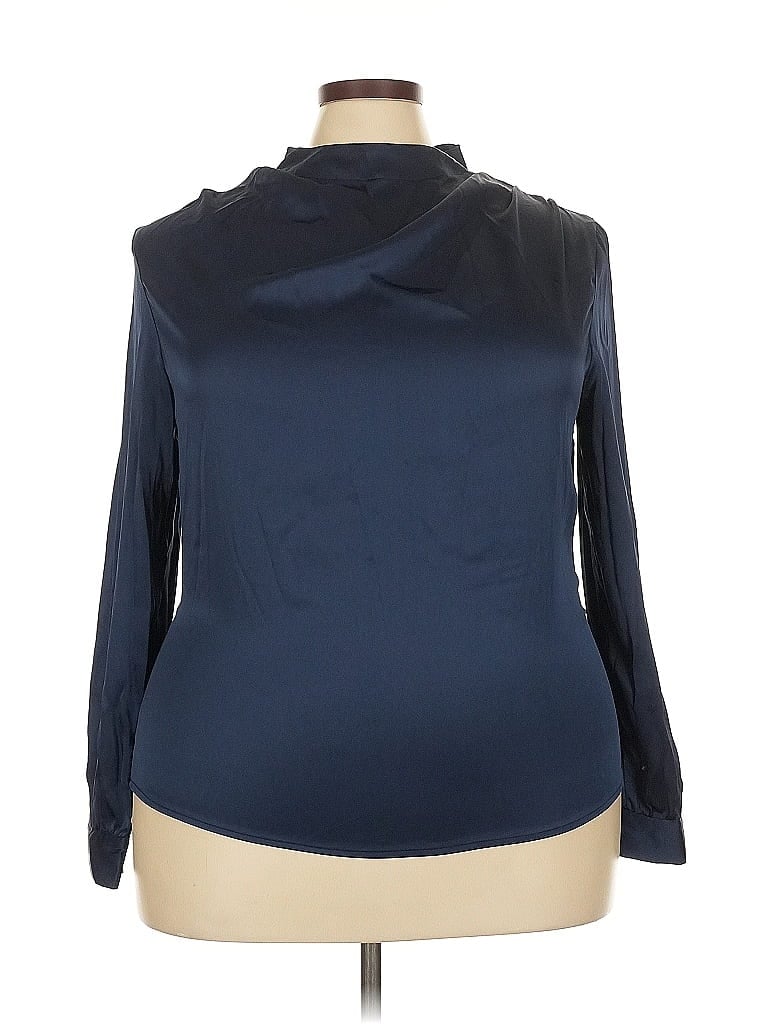 Kate Kasin Long Sleeve Blouse In Blue