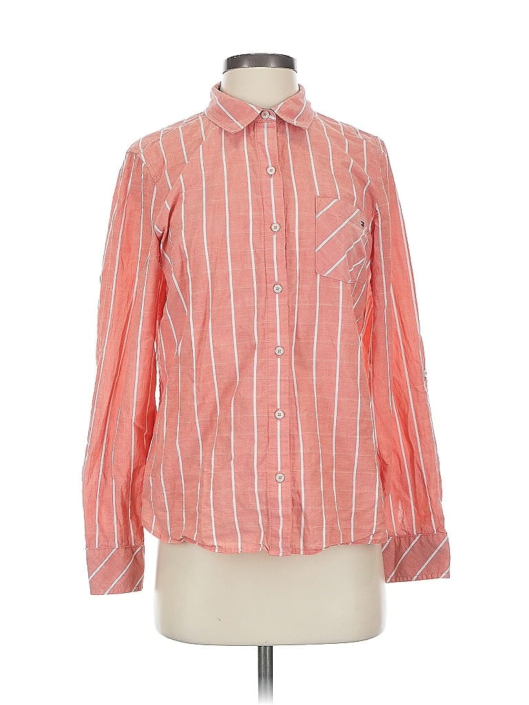 Pre-owned Tommy Hilfiger Long Sleeve Button Down Shirt In Orange