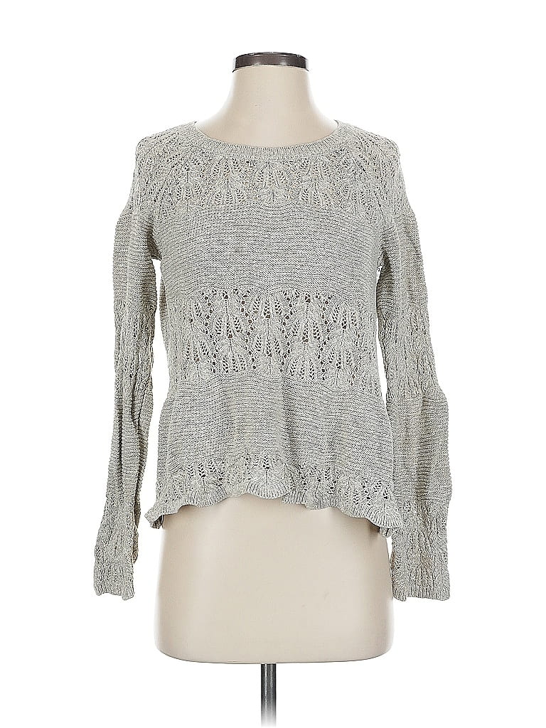 DKNY Jeans Metallic Silver Tan Pullover Sweater Size S - photo 1