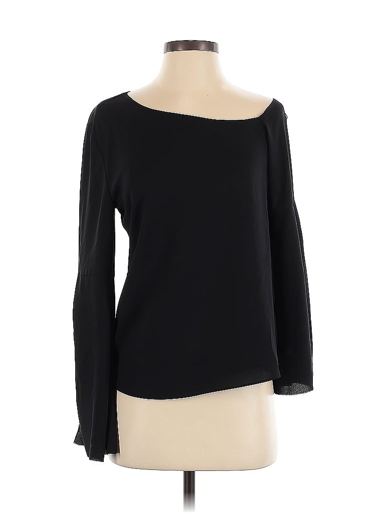 Pre-owned Cooper & Ella Long Sleeve Top Black Boatneck Tops