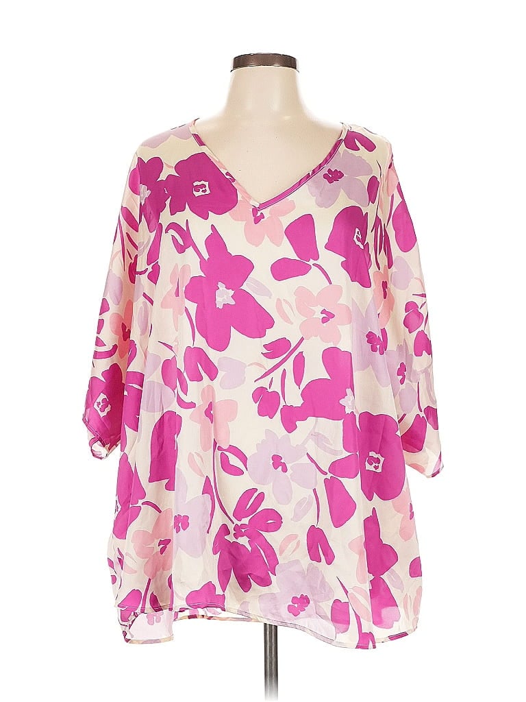 Pre-owned Adrienne 3/4 Sleeve Blouse In Pink