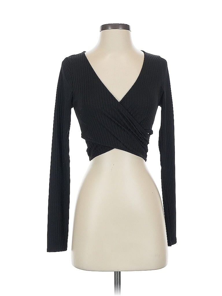 Blue Blush Black Long Sleeve Top Size S - photo 1