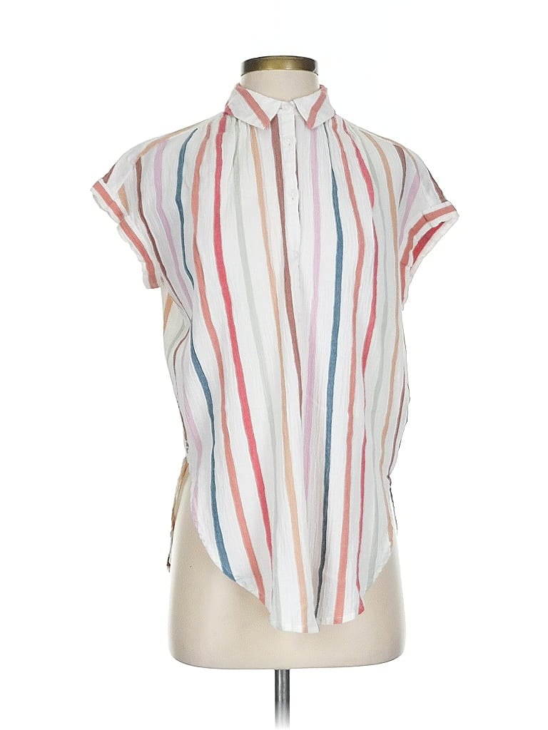 Pre-owned Madewell Short Sleeve Blouse In White