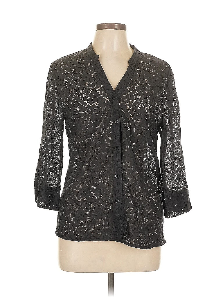 Pre-owned Elementz 3/4 Sleeve Blouse In Black