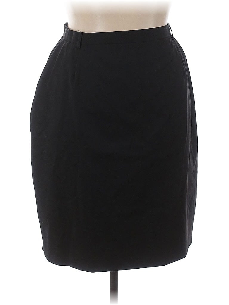 Escada 100% Newwool Solid Black Wool Skirt Size EU 46 / US 16 - photo 1