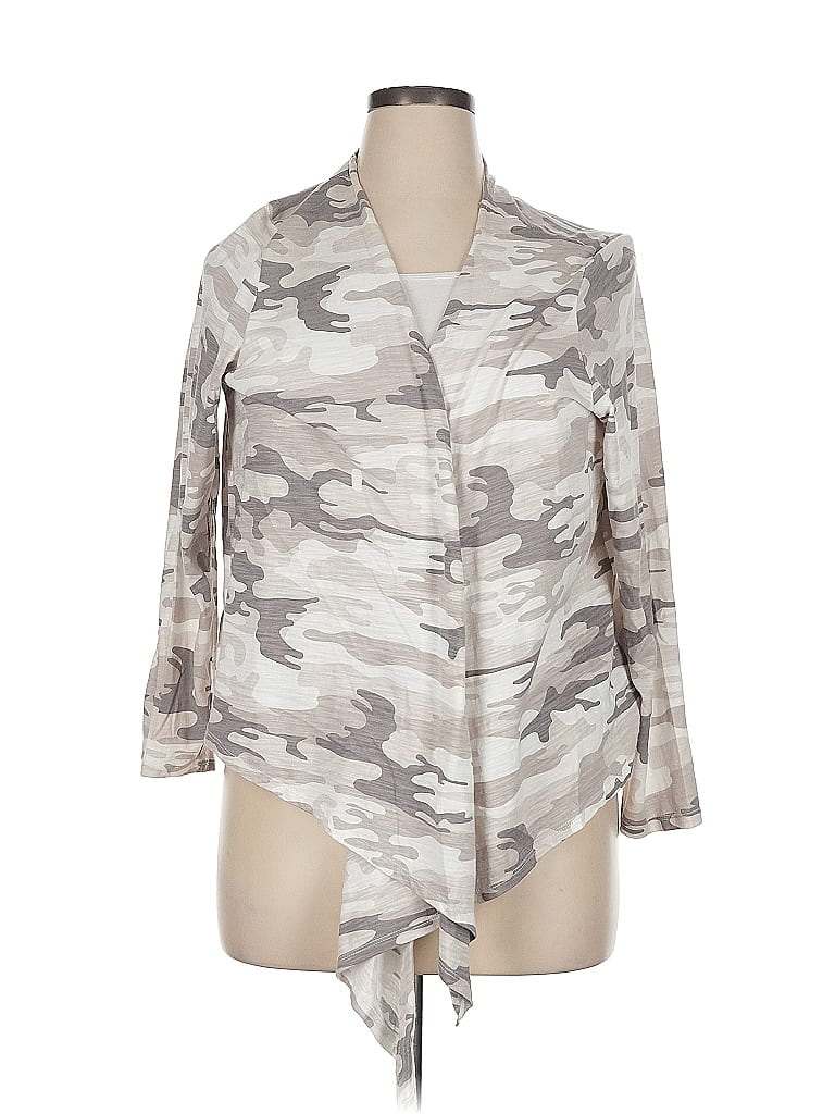 Pre-owned Belle By Kim Gravel 3/4 Sleeve Blouse In Gray