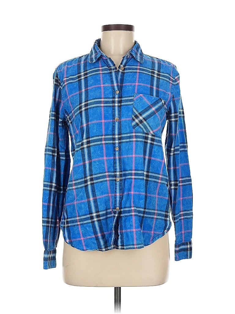 Pre-owned American Eagle Outfitters Long Sleeve Button Down Shirt In Blue