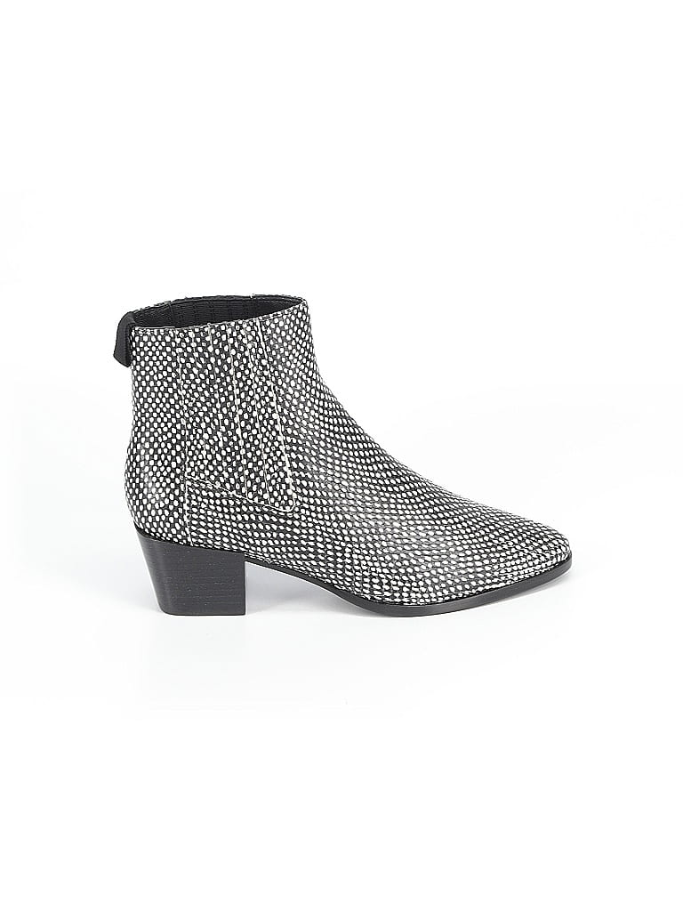 Rag & Bone 100% Leather Houndstooth Silver Black Ankle Boots Size EU 39 1/2 - photo 1