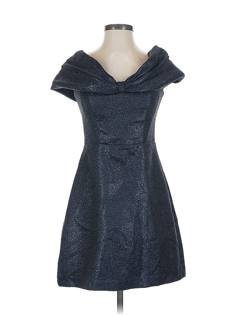 ML Monique Lhuillier 100% Polyester Metallic Blue Cocktail Dress Size 6 - photo 1