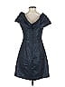 ML Monique Lhuillier 100% Polyester Metallic Blue Cocktail Dress Size 6 - photo 2