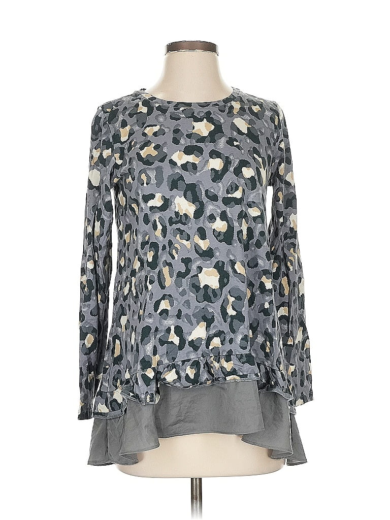 LOGO by Lori Goldstein Gray Long Sleeve Blouse Size S - photo 1
