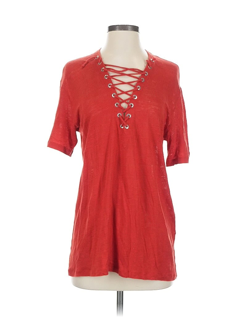 Pre-owned Iro Short Sleeve Top Red Keyhole Neckline Tops