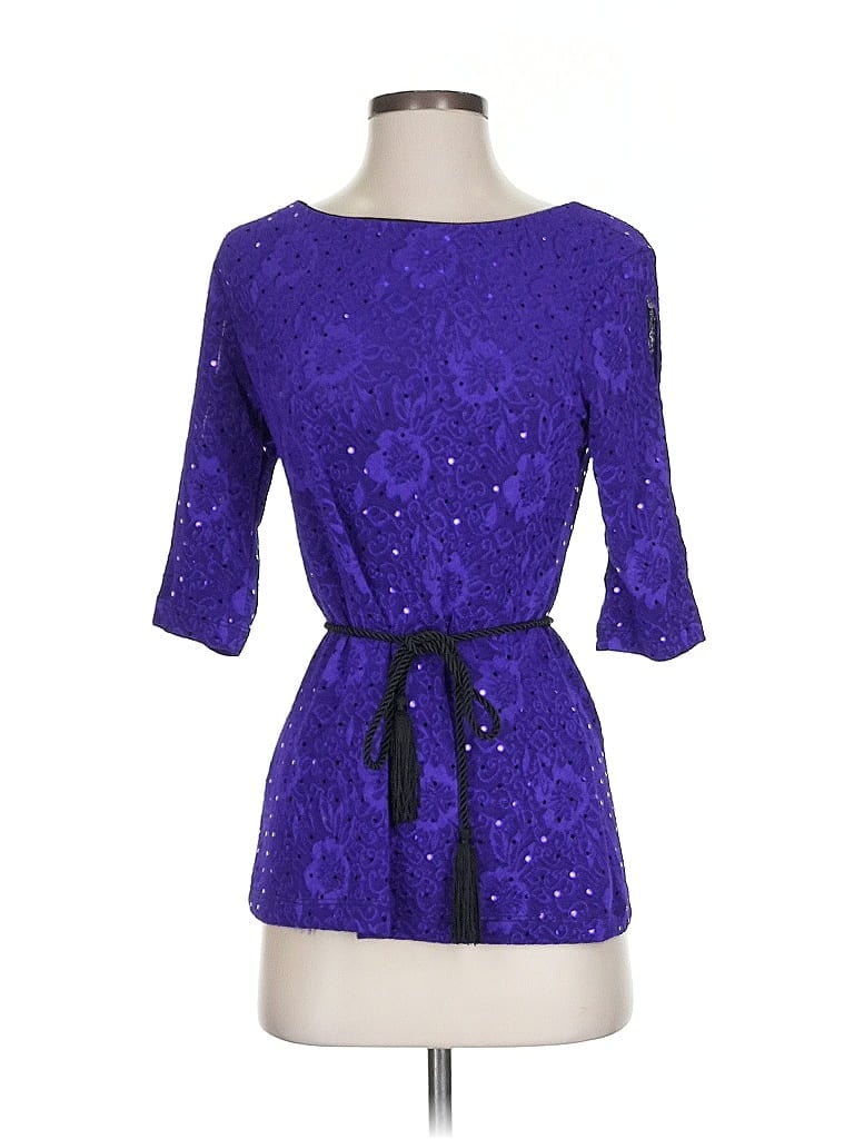 Connected Apparel 100% Polyester Purple 3/4 Sleeve Blouse Size S - photo 1