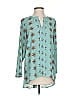 Rose + Olive Teal Long Sleeve Blouse Size S - photo 1