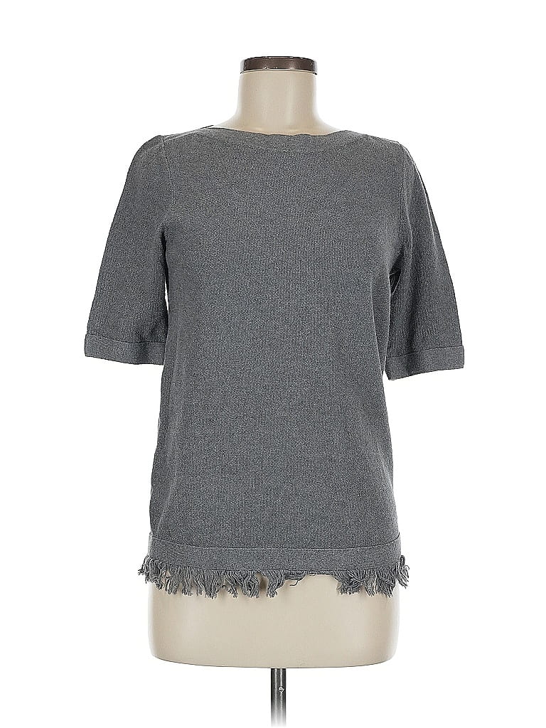 Pre-owned Ann Taylor Factory Short Sleeve Top Gray Crew Neck Tops