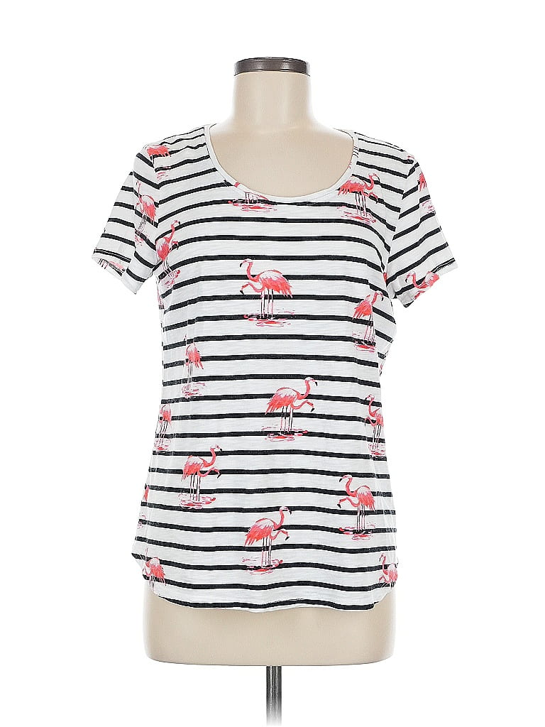 Zenergy by Chico's Floral White Short Sleeve T-Shirt Size Med (1) - photo 1