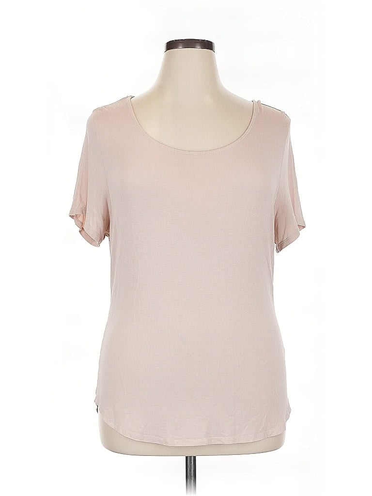 Pre-owned Calvin Klein Short Sleeve Top Pink Scoop Neck Tops