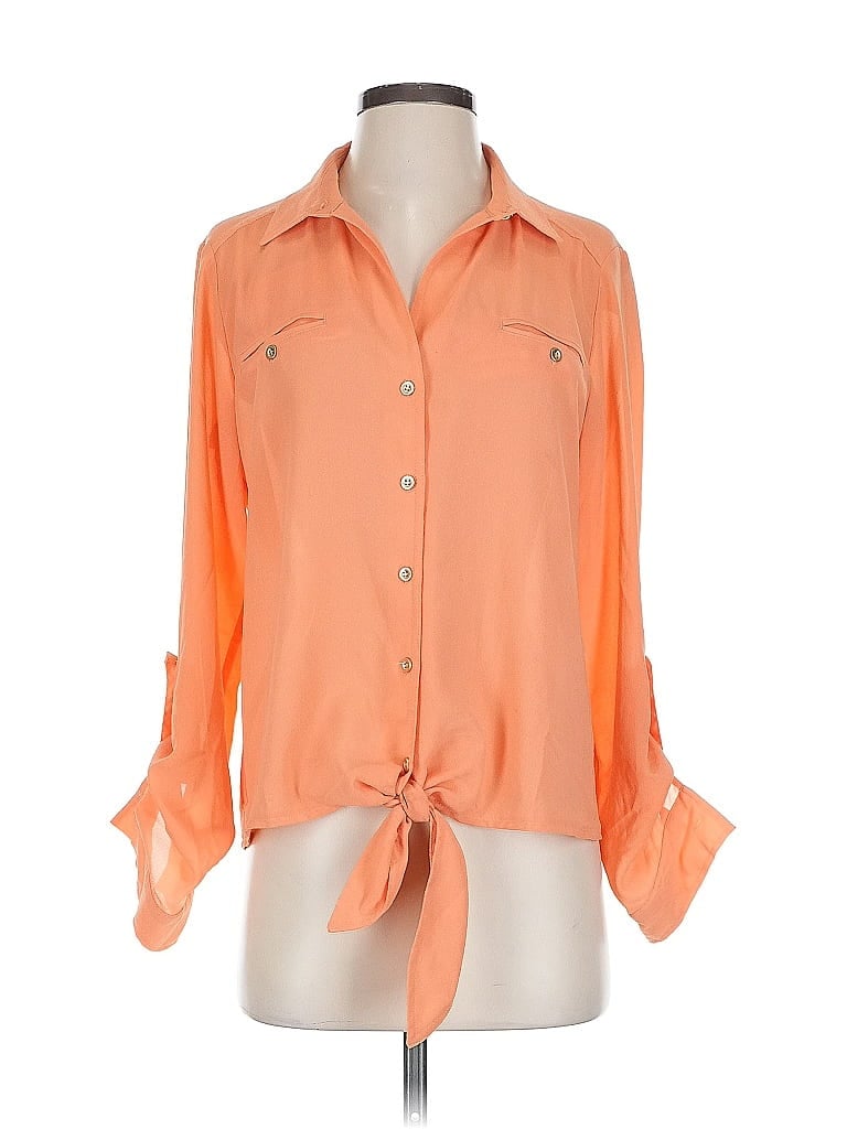 Alberto Makali 100% Polyester Orange 3/4 Sleeve Blouse Size S - photo 1