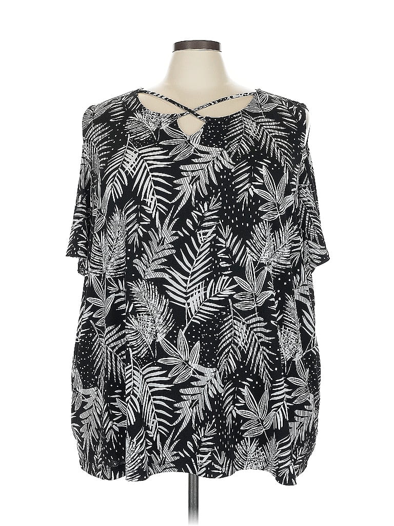 Catherines Black Short Sleeve Blouse Size 4X - photo 1