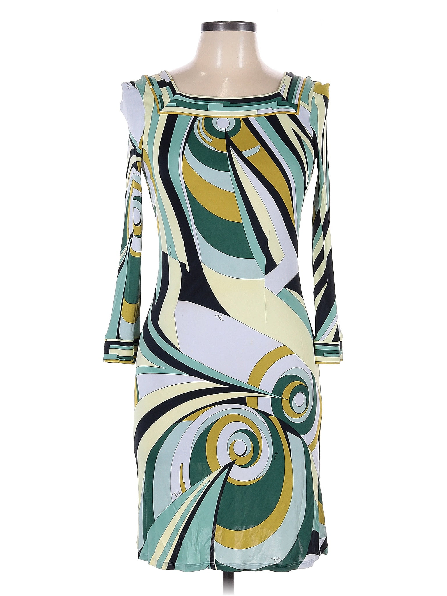 Emilio Pucci Graphic Green Cocktail Dress Size 6